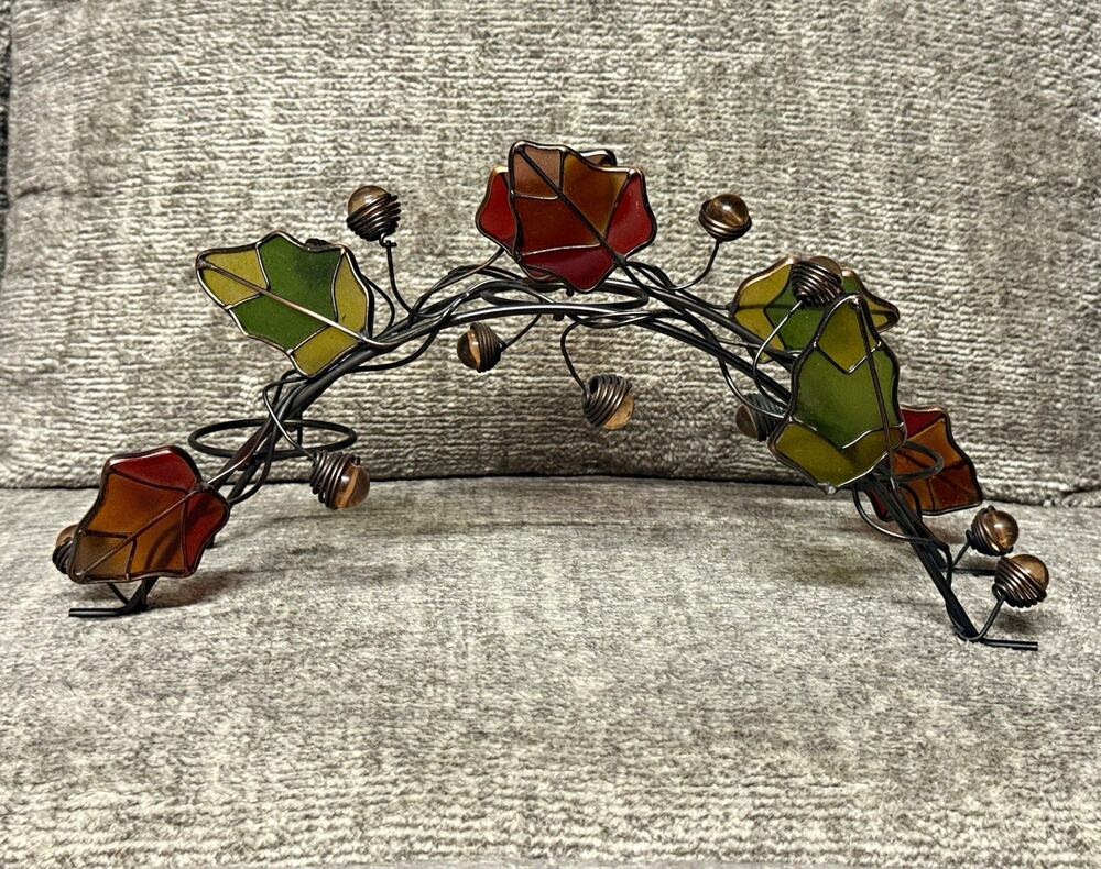 Vintage Glass Leaf Votive Candle Holder
